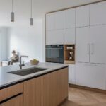 Kitchen island detail at Haus A36 — multiplex with laneway suite in Playter Estates, Toronto by baukultur/ca.